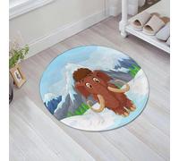 HKPOEQ Tapis Microfibre Extra Doux,Tapis Salle de Bain Antidérapant et Lavable en Machine,Tapis de Douche Absorbant l'eau,Dessin animé, bébé mammouth dans la Glace, Montagne enneigée, Hiver,80x80cm