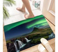 HKPOEQ Tapis Microfibre Extra Doux,Tapis Salle de Bain Antidérapant et Lavable en Machine,Tapis de Douche Absorbant l'eau,Le Royaume Secret de l'Islande sous Les aurores boréales, Un poème no,40x60cm
