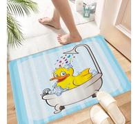 HKPOEQ Tapis Microfibre Extra Doux,Tapis Salle de Bain Antidérapant et Lavable en Machine,Tapis de Douche Absorbant l'eau,Le Petit Canard Jaune, Un Canard de Bain sur Fond Bleu,40x60cm