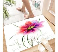 HKPOEQ Tapis Microfibre Extra Doux,Tapis Salle de Bain Antidérapant et Lavable en Machine,Tapis de Douche Absorbant l'eau,Aquarelle, Belle Fleur Bicolore en Pleine Floraison, Nature, renaissa,40x60cm