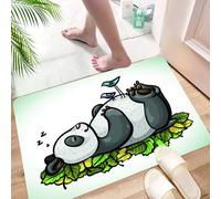 HKPOEQ Tapis Microfibre Extra Doux,Tapis Salle de Bain Antidérapant et Lavable en Machine,Tapis de Douche Absorbant l'eau,Un Panda Rigolo Qui dort avec des Oiseaux sur Son Ventre. Ami dans,40x60cm