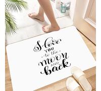 HKPOEQ Tapis Microfibre Extra Doux,Tapis Salle de Bain Antidérapant et Lavable en Machine,Tapis de Douche Absorbant l'eau,« Je t'aime jusqu'à la Lune et Retour », Une Citation calligraphiée à,40x60cm