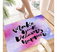 HKPOEQ Tapis Microfibre Extra Doux,Tapis Salle de Bain Antidérapant et Lavable en Machine,Tapis de Douche Absorbant l'eau,Citations inspirantes, pour Que Les rêves Deviennent réalité,40x60cm