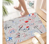 HKPOEQ Tapis Microfibre Extra Doux,Tapis Salle de Bain Antidérapant et Lavable en Machine,Tapis de Douche Absorbant l'eau,Image sur Le thème de Paris, France, avec des Chiens Portant Le Drape,40x60cm