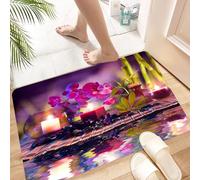 HKPOEQ Tapis Microfibre Extra Doux,Tapis Salle de Bain Antidérapant et Lavable en Machine,Tapis de Douche Absorbant l'eau,sition Violette - Bougies à l'huile d'orchidées et de Bambou sur l'ea,40x60cm