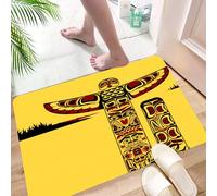 HKPOEQ Tapis Microfibre Extra Doux,Tapis Salle de Bain Antidérapant et Lavable en Machine,Tapis de Douche Absorbant l'eau,Indiens, Illustration d'un Totem Nord-américain Esprit Ancien Art AUT,40x60cm