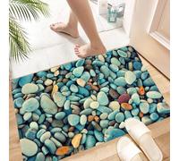 HKPOEQ Tapis Salle de Bain Antiderapant,Extra Doux,Lavable en Machine,Absorbant l'eau de Bain,Tapis de Chambre,Galets colorés rétro naturels, Fond de Texture de Pierre,60x100 cm