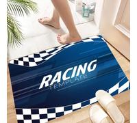 HKPOEQ Tapis Salle de Bain Antiderapant,Extra Doux,Lavable en Machine,Absorbant l'eau de Bain,Tapis de Chambre,Course de Motocross à Carreaux, Mesure sur Sport, Loisirs, Rallye, Course, AB,60x100 cm