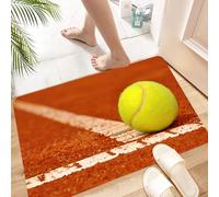 HKPOEQ Tapis Salle de Bain Antiderapant,Extra Doux,Lavable en Machine,Absorbant l'eau de Bain,Tapis de Chambre,Tennis sur Terre battue, balles de Tennis Sportives sur Terre battue Rouge, c,60x100 cm