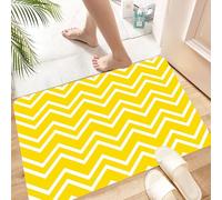 HKPOEQ Tapis Salle de Bain Antiderapant,Extra Doux,Lavable en Machine,Absorbant l'eau de Bain,Tapis de Chambre,Motif géométrique, Motif répété de Chevrons Jaunes et Blancs alternés,60x100 cm