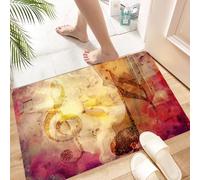 HKPOEQ Tapis Salle de Bain Antiderapant,Extra Doux,Lavable en Machine,Absorbant l'eau de Bain,Tapis de Chambre,Art, Flou, Violon coloré, clé de Sol et Notes mélangées,60x100 cm