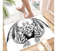 HKPOEQ Tapis Salle de Bain Antiderapant,Extra Doux,Lavable en Machine,Absorbant l'eau de Bain,Tapis de Chambre,Kraken, Monstre Cosmique fictif maléfique de Cthulhu dans Une Illustration de,60x100 cm