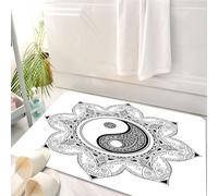 HKPOEQ Tapis Salle de Bain Antidérapant,Moelleux en Microfibre,Absorbant l'eau,Lavable en Machine,pour Douche,Ying Yang, caractères asiatiques Yin Yang pour Le Mouvement et l'harmonie dans l,50x80 cm