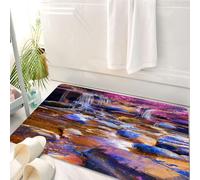 HKPOEQ Tapis Salle de Bain Antidérapant,Moelleux en Microfibre,Absorbant l'eau,Lavable en Machine,pour Douche,Cascade, rivière féerique, Peinture Parmi des rochers colorés, Univers artistiqu,50x80 cm