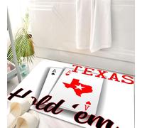 HKPOEQ Tapis Salle de Bain Antidérapant,Moelleux en Microfibre,Absorbant l'eau,Lavable en Machine,pour Douche,Décorations de Tournoi de Poker, Paire d'as sur Le thème du Texas Hold'em avec c,50x80 cm