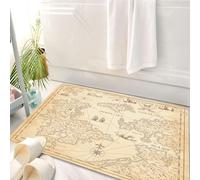 HKPOEQ Tapis Salle de Bain Antidérapant,Moelleux en Microfibre,Absorbant l'eau,Lavable en Machine,pour Douche,Carte, Carte au trésor Grunge Ancienne très détaillée Adventure Sailing Island J,50x80 cm