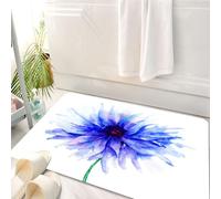 HKPOEQ Tapis Salle de Bain Antidérapant,Moelleux en Microfibre,Absorbant l'eau,Lavable en Machine,pour Douche,Fleur Aquarelle, Un Seul Grand Bleuet délicat fané au Nord,50x80 cm