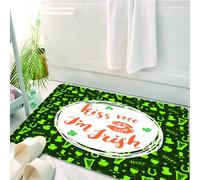 HKPOEQ Tapis Salle de Bain Antidérapant,Moelleux en Microfibre,Absorbant l'eau,Lavable en Machine,pour Douche,Citation, Embrasse-Moi, Je suis Irlandais, Texte avec des lèvres et du trèfle, S,50x80 cm