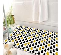 HKPOEQ Tapis Salle de Bain Antidérapant,Moelleux en Microfibre,Absorbant l'eau,Lavable en Machine,pour Douche,Jaune et Noir, Illustration sur Le thème d'une Escapade Exotique, Nourriture FRA,50x80 cm