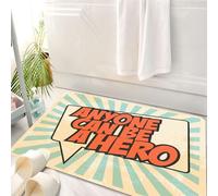 HKPOEQ Tapis Salle de Bain Antidérapant,Moelleux en Microfibre,Absorbant l'eau,Lavable en Machine,pour Douche,Citation, Message de Bulle de Dialogue de Style Pop Art Tout Le Monde Peut être,50x80 cm
