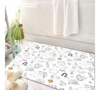 HKPOEQ Tapis Salle de Bain Antidérapant,Moelleux en Microfibre,Absorbant l'eau,Lavable en Machine,pour Douche,Modèle sans Couture de Physique et de Science avec des éléments de Croquis. Illu,50x80 cm