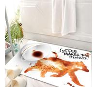 HKPOEQ Tapis Salle de Bain Antidérapant,Moelleux en Microfibre,Absorbant l'eau,Lavable en Machine,pour Douche,Affiche dessinée avec Une Empreinte d'ours et Une Tasse inversée avec Le lettrag,50x80 cm