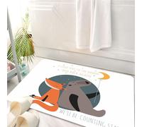 HKPOEQ Tapis Salle de Bain Antidérapant,Moelleux en Microfibre,Absorbant l'eau,Lavable en Machine,pour Douche,Carte de vœux Romantique avec Ours et Renard. Carte sur l'amitié. Je t'aime jusq,50x80 cm
