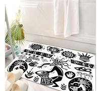 HKPOEQ Tapis Salle de Bain Antidérapant,Moelleux en Microfibre,Absorbant l'eau,Lavable en Machine,pour Douche,Figures primitives et préhistoriques, Conception de grottes avec des Symboles d',50x80 cm