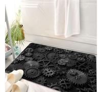 HKPOEQ Tapis Salle de Bain Antidérapant,Moelleux en Microfibre,Absorbant l'eau,Lavable en Machine,pour Douche,Engrenages et Roues dentées en métal, Fond Steam Punk, Illustration 3D,50x80 cm