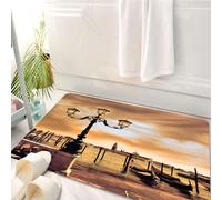 HKPOEQ Tapis Salle de Bain Antidérapant,Moelleux en Microfibre,Absorbant l'eau,Lavable en Machine,pour Douche,Lagune de Venise. Gondoles amarrées Place Saint-Marc sur Les Grands Canals la Nu,50x80 cm