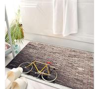 HKPOEQ Tapis Salle de Bain Antidérapant,Moelleux en Microfibre,Absorbant l'eau,Lavable en Machine,pour Douche,Vergangenheit Ästhetische Rennrad Lean to The Brick Wall im Freien täglichen STA,50x80 cm