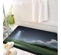 HKPOEQ Tapis Salle de Bain Antidérapant,Moelleux en Microfibre,Absorbant l'eau,Lavable en Machine,pour Douche,Mystérieux OVNI, Un OVNI émettant Une Vue sous l'immense Clair de Lune, avec des,50x80 cm