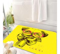 HKPOEQ Tapis Salle de Bain Antidérapant,Moelleux en Microfibre,Absorbant l'eau,Lavable en Machine,pour Douche,Carlin Portant des Lunettes Roses et Un nœud Papillon,50x80 cm