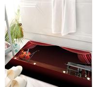 HKPOEQ Tapis Salle de Bain Antidérapant,Moelleux en Microfibre,Absorbant l'eau,Lavable en Machine,pour Douche,Théâtre Musical, Orchestre symphonique, Rideaux de scène, Piano, Violoncelle,50x80 cm