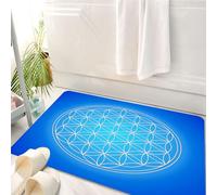 HKPOEQ Tapis Salle de Bain Antidérapant,Moelleux en Microfibre,Absorbant l'eau,Lavable en Machine,pour Douche,Décor de géométrie sacrée, Motif de Grille de Fleur de Vie sé de Types superp,50x80 cm