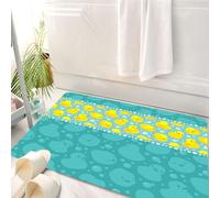 HKPOEQ Tapis Salle de Bain Antidérapant,Moelleux en Microfibre,Absorbant l'eau,Lavable en Machine,pour Douche,Canard en Caoutchouc, Canards de Dessin animé Jaunes nageant dans l'eau avec des,50x80 cm