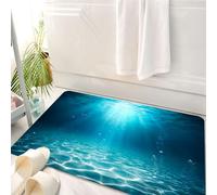 HKPOEQ Tapis Salle de Bain Antidérapant,Moelleux en Microfibre,Absorbant l'eau,Lavable en Machine,pour Douche,Mer sous-Marine - Abysse Profond avec lumière Bleue du Soleil,50x80 cm