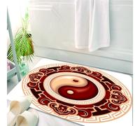 HKPOEQ Tapis Salle de Bain Antidérapant,Moelleux en Microfibre,Absorbant l'eau,Lavable en Machine,pour Douche,Ensemble culturel Ying Yang, Symbole culturel Asiatique Traditionnel,50x80 cm