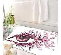 HKPOEQ Tapis Salle de Bain Antidérapant,Moelleux en Microfibre,Absorbant l'eau,Lavable en Machine,pour Douche,Illustration vectorielle d'un bel œil féminin avec des Papillons,50x80 cm