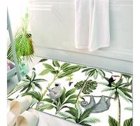 HKPOEQ Tapis Salle de Bain Antidérapant,Moelleux en Microfibre,Absorbant l'eau,Lavable en Machine,pour Douche,Faune Tropicale, Harmonie Exotique des Animaux et des Plantes de la Jungle, Faun,50x80 cm