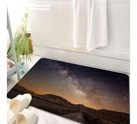 HKPOEQ Tapis Salle de Bain Antidérapant,Moelleux en Microfibre,Absorbant l'eau,Lavable en Machine,pour Douche,Nuit, Voie Lactée sur Le désert des Bardenas Espagne Vue éthérée Collines Arides,50x80 cm