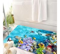 HKPOEQ Tapis Salle de Bain Antidérapant,Moelleux en Microfibre,Absorbant l'eau,Lavable en Machine,pour Douche,Un Monde sous-Marin Merveilleux et Magnifique avec des coraux et des Poissons TR,50x80 cm