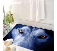 HKPOEQ Tapis Salle de Bain Antidérapant,Moelleux en Microfibre,Absorbant l'eau,Lavable en Machine,pour Douche,Faune Sauvage Loup Yeux Fourrure Faune Animal Vue de Nuit Haute résolution Gros,50x80 cm
