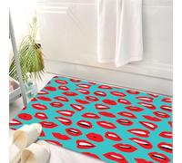 HKPOEQ Tapis Salle de Bain Antidérapant,Moelleux en Microfibre,Absorbant l'eau,Lavable en Machine,pour Douche,Baiser, Femme Bouche Rouge à lèvres Fille exprimant différentes étoiles,50x80 cm