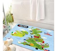 HKPOEQ Tapis Salle de Bain Antidérapant,Moelleux en Microfibre,Absorbant l'eau,Lavable en Machine,pour Douche,Wanderlust, Cartes dessinées de la Grande-Bretagne et de l'Irlande pour Les enfa,50x80 cm