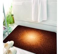 HKPOEQ Tapis Salle de Bain Antidérapant,Moelleux en Microfibre,Absorbant l'eau,Lavable en Machine,pour Douche,Tan, Motif d'art Africain avec éléments Floraux et géométriques, Poissons, silho,50x80 cm