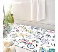 HKPOEQ Tapis Salle de Bain Antidérapant,Moelleux en Microfibre,Absorbant l'eau,Lavable en Machine,pour Douche,Vélo rétro Vintage Vecteur démodé Mignon Hipster Transport Balade véhicule vélos,50x80 cm