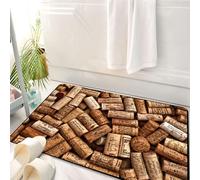 HKPOEQ Tapis Salle de Bain Antidérapant,Moelleux en Microfibre,Absorbant l'eau,Lavable en Machine,pour Douche,Bouchons de vin, différents Bouchons avec Empreintes, racontent des Histoires de,50x80 cm