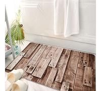 HKPOEQ Tapis Salle de Bain Antidérapant,Moelleux en Microfibre,Absorbant l'eau,Lavable en Machine,pour Douche,Ensemble de Planches murales en Bois Vintage pour Plancher de Hangar,50x80 cm