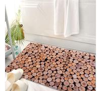HKPOEQ Tapis Salle de Bain Antidérapant,Moelleux en Microfibre,Absorbant l'eau,Lavable en Machine,pour Douche,Bois Rustique, Masse de rondins de Bois. Écologie des Arbres forestiers.,50x80 cm
